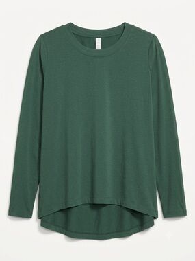 Athleta With Ease Top Forest Green Split Back High Low Tunic Size Small